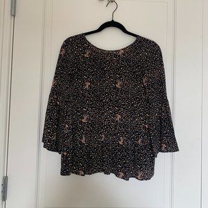 Madewell Fiesta Paisley Silk Bell Sleeve Top